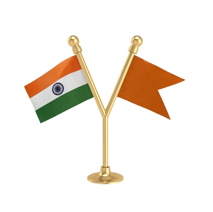 Picture of Indian Flag with Bhagwa With Round Base | Quality Material for Car Accessories.